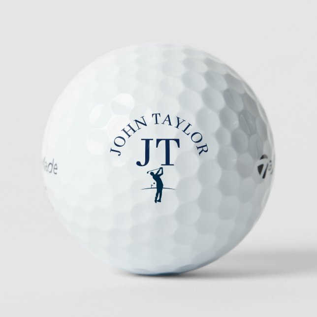 Balles De Golf Nom bleu personnalisé et initiales  (Recto)