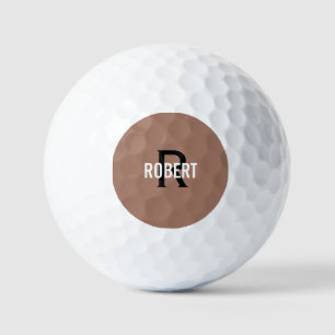 Balles De Golf Nom Brown de monogramme noir