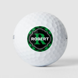 Balles De Golf Nom de la plaque de bison vert et noir Monogramme