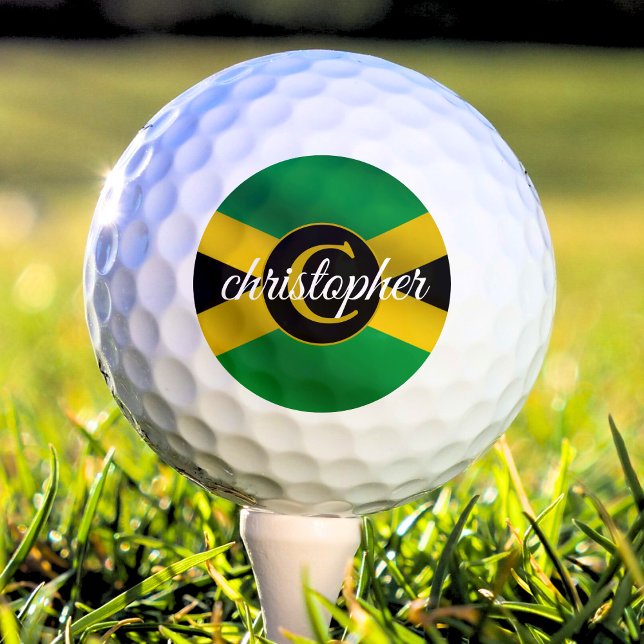 Balles De Golf Nom du drapeau jamaïcain Monogramme (Jamaica Jamaica flag monogram golf ball)