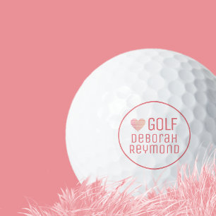 Balles De Golf Nom du golfeur rose feminine Logo du cercle