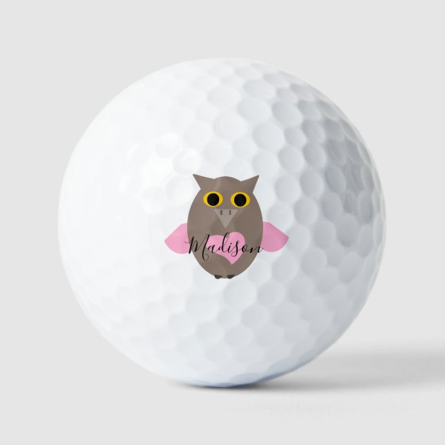 Balles De Golf Nom du hibou rose mou (Recto)