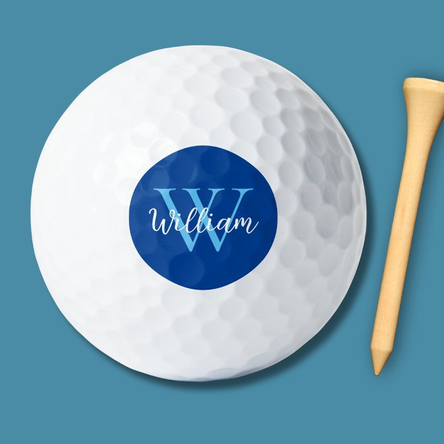 Balles De Golf Nom du monogramme bleu personnalisé (Blue monogram golf balls)