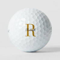 Nom du monogramme d'or personnalisé Boule de golf 