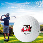 Balles De Golf Nom du monogramme du panier de golf personnalisé u<br><div class="desc">Une voiturette de golf rouge et noir sur mesure — réalisée avec goût — prête à courir le terrain — balle de golf — C'est un grand cadeau pour tous les amateurs de golf — amusant / attirant / unique. Personnalisez-le avec son nom initial et son prénom. Si vous avez...</div>