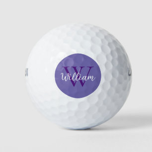 Balles De Golf Nom du monogramme violet personnalisé