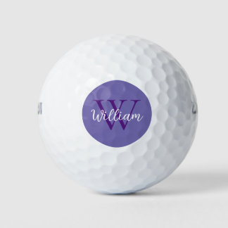Balles De Golf Nom du monogramme violet personnalisé