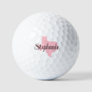 Balles De Golf Nom du script curé Pink Texas