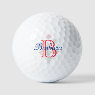 Balles De Golf Nom floral élégant personnalisé et monogramme