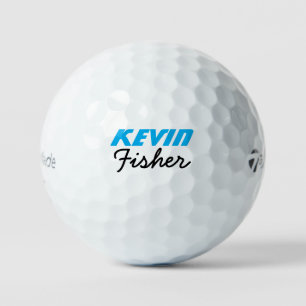 Balles De Golf Nom Golfeur bleu sur blanc