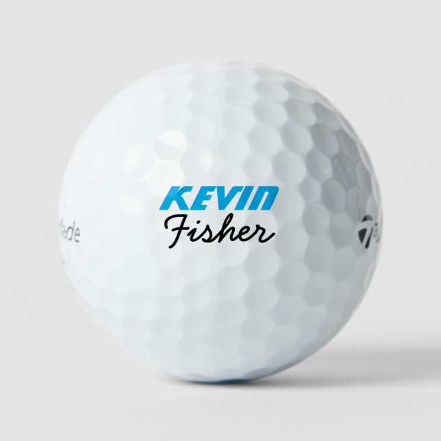 Balles De Golf Nom Golfeur bleu sur blanc (Recto)