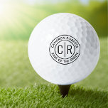 Balles De Golf Nom initial du monogramme et texte personnalisé<br><div class="desc">Boule de golf avec un monogramme moderne avec deux initiales séparées par une ligne verticale à l'intérieur d'un cercle et votre nom et texte personnalisé. Vous pouvez modifier les couleurs avec l'outil de personnalisation.</div>
