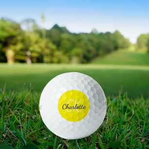 Balles De Golf Nom initial du monogramme jaune