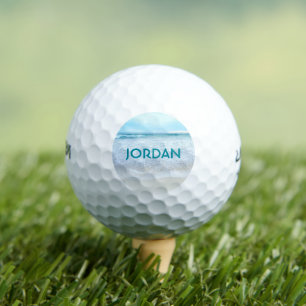 Balles De Golf Nom Monogramme Californie Plage Côtière Océan Phot