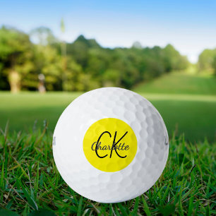 Balles De Golf Nom monogramme des initiales jaunes