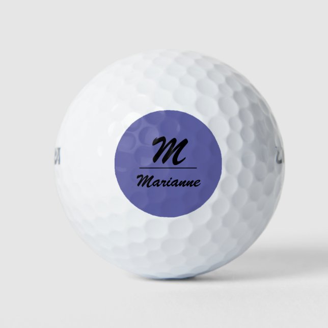 Balles De Golf Nom monogramme moderne violet personnalisé (Devant)