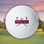 Balles De Golf Nom personnalisé Burgundy Clubs<br><div class="desc">Personnalisez le nom pour créer un grand cadeau de golf et de garder saké. Conçu par Thisisnotme©</div>