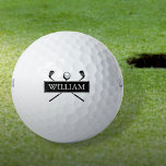 Balles De Golf Nom personnalisé Clubs Noir Et Blanc<br><div class="desc">Personnalisez le nom pour créer un grand cadeau de golf et de garder saké. Conçu par Thisisnotme©</div>