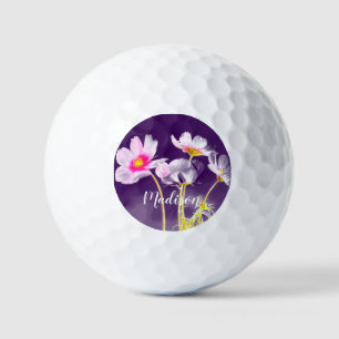 Balles De Golf Nom personnalisé de la floraison violette des femm
