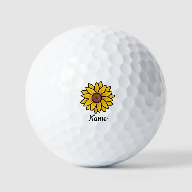 Balles De Golf Nom personnalisé de tournesol personnalisé (Recto)