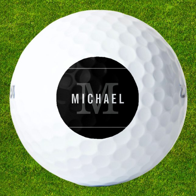 Balles De Golf Nom personnalisé élégant Monogramme Personnalisé (Créateur téléchargé)