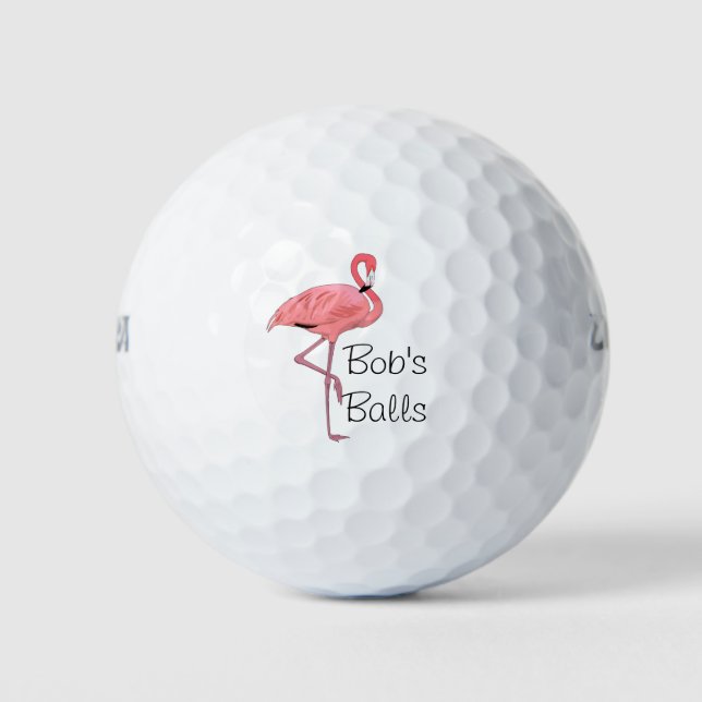 Balles De Golf Nom personnalisé Flamant Rose (Devant)