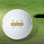 Balles De Golf Nom Personnalisé Gold Et White Clubs<br><div class="desc">Personnalisez le nom pour créer un grand cadeau de golf et de garder saké. Conçu par Thisisnotme©</div>