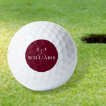 Balles De Golf Nom personnalisé Golf Clubs Bourgogne Rouge<br><div class="desc">Personnalisez le nom dans la typographie classique pour créer un cadeau de golf unique et garder le saké pour n'importe quel golfeur. Conçu par Thisisnotme©</div>