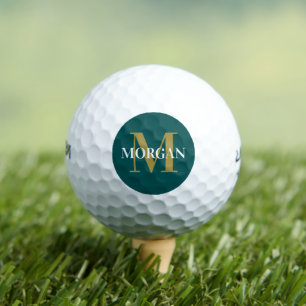 Balles De Golf Nom personnalisé Monogram Dark Turquoise