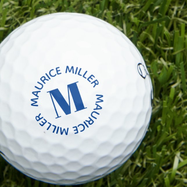 Balles De Golf Nom Personnalisé Monogramme Bleu (Créateur téléchargé)