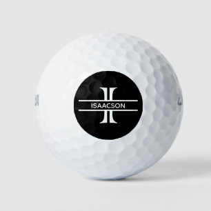 Balles De Golf Nom personnalisé Monogramme Lettre I Noir Blanc