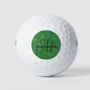 Balles De Golf Nom personnalisé Monogramme Zen Green Gris Nature