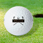 Balles De Golf Nom personnalisé Or et noir<br><div class="desc">Personnalisez le nom pour créer un grand cadeau de golf et de garder saké. Conçu par Thisisnotme©</div>