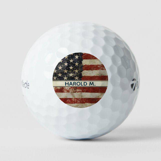 Balles De Golf Nom personnalisé patriotique USA American Flag (Recto)