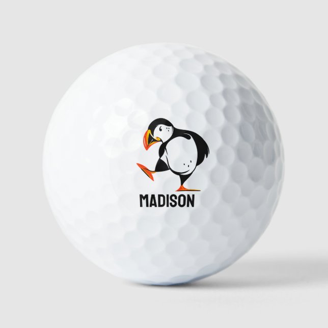 Balles De Golf Nom personnalisé Puffin (Recto)