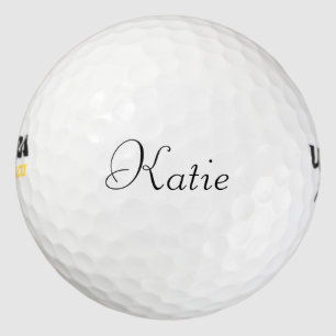 Balles De Golf Nom personnalisé texte noir, police cursive
