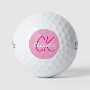 Balles De Golf Nom rose monogramme initiales