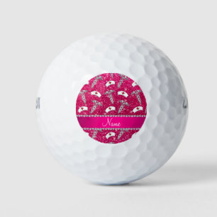 Balles De Golf Nom rose rose parties scintillant infirmière casqu