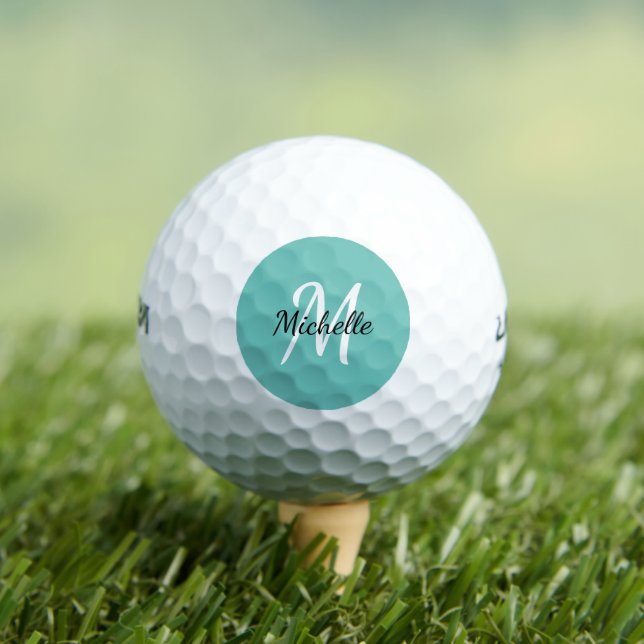 Balles De Golf Nom simple bleu du monogramme + initial (T-shirt Insitu)