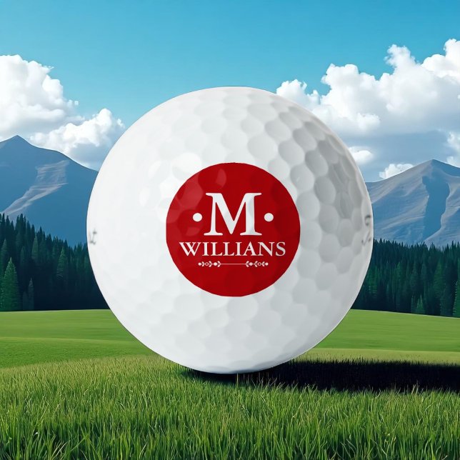 Balles De Golf Nom simple Lettre initiale M rouge foncé (Créateur téléchargé)