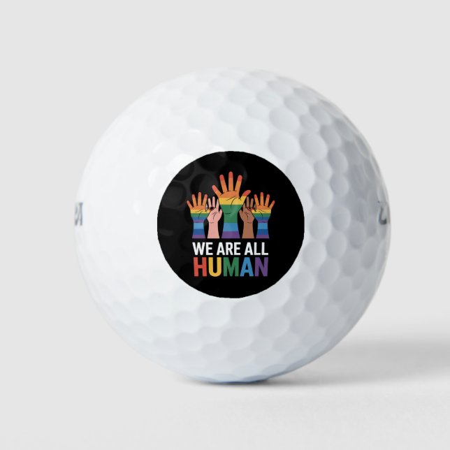 Balles De Golf Nous Sommes Tous Humains Arc-En-Ciel LGBTQ Fierté  (Devant)