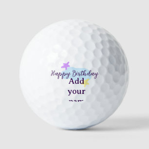 Balles De Golf Nuage bleu pastel étoiles violet joyeux anniversai