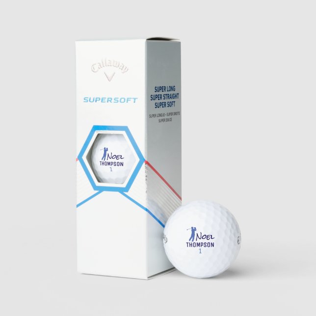 Balles De Golf Numéro 1 Nom de golfeur bleu  (Conditionnement)