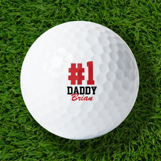 Balles De Golf Numéro Un papa Rouge Fête des pères monogramme