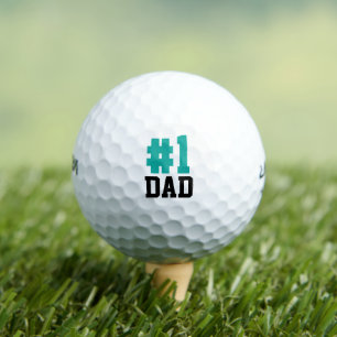 Balles De Golf Numéro Un papa Turquoise et noir Fête des pères