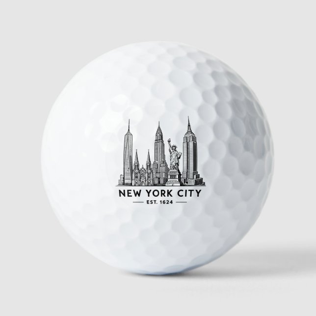Balles De Golf NYC Skyline Illustration with Statue of Liberty (Recto)