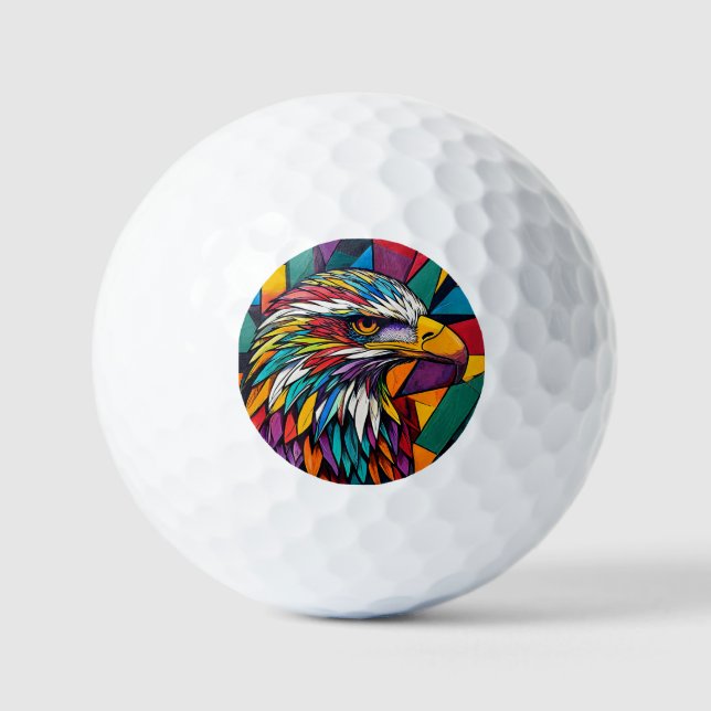 Balles De Golf Œuvre d'art colorée d'aigle (Recto)