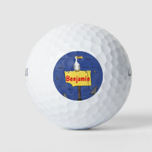 Balles De Golf Oiseau de mer amusant entouré de dessins animés de