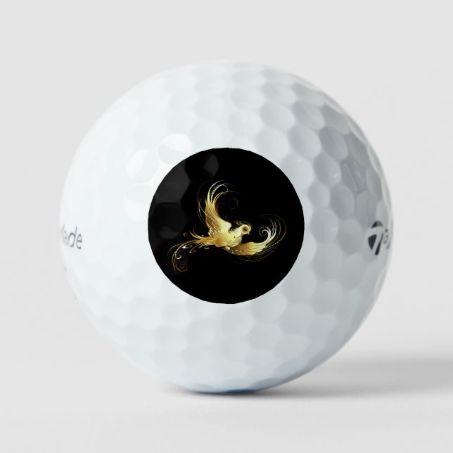 Balles De Golf Oiseau d'or sur Arrière - plan noir (Recto)