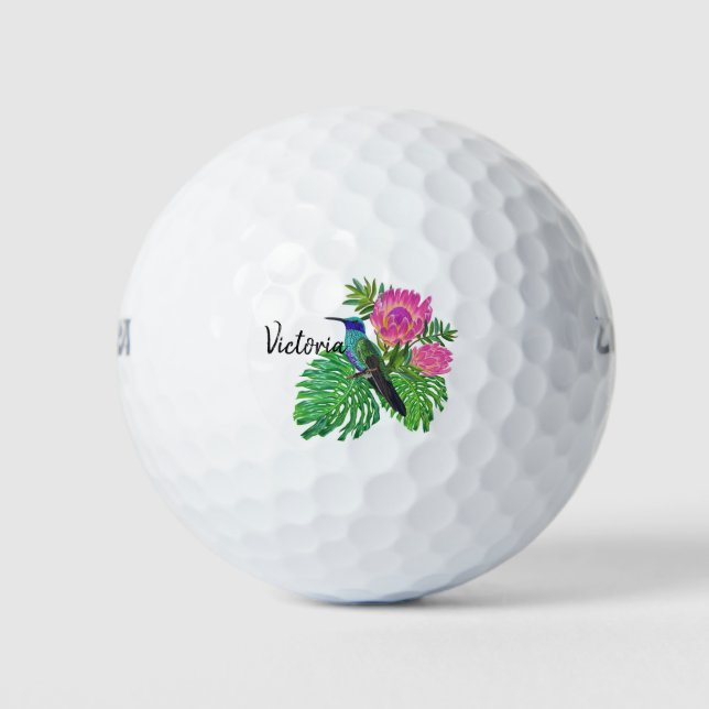 Balles De Golf Oiseau et fleurs de Humming (Devant)